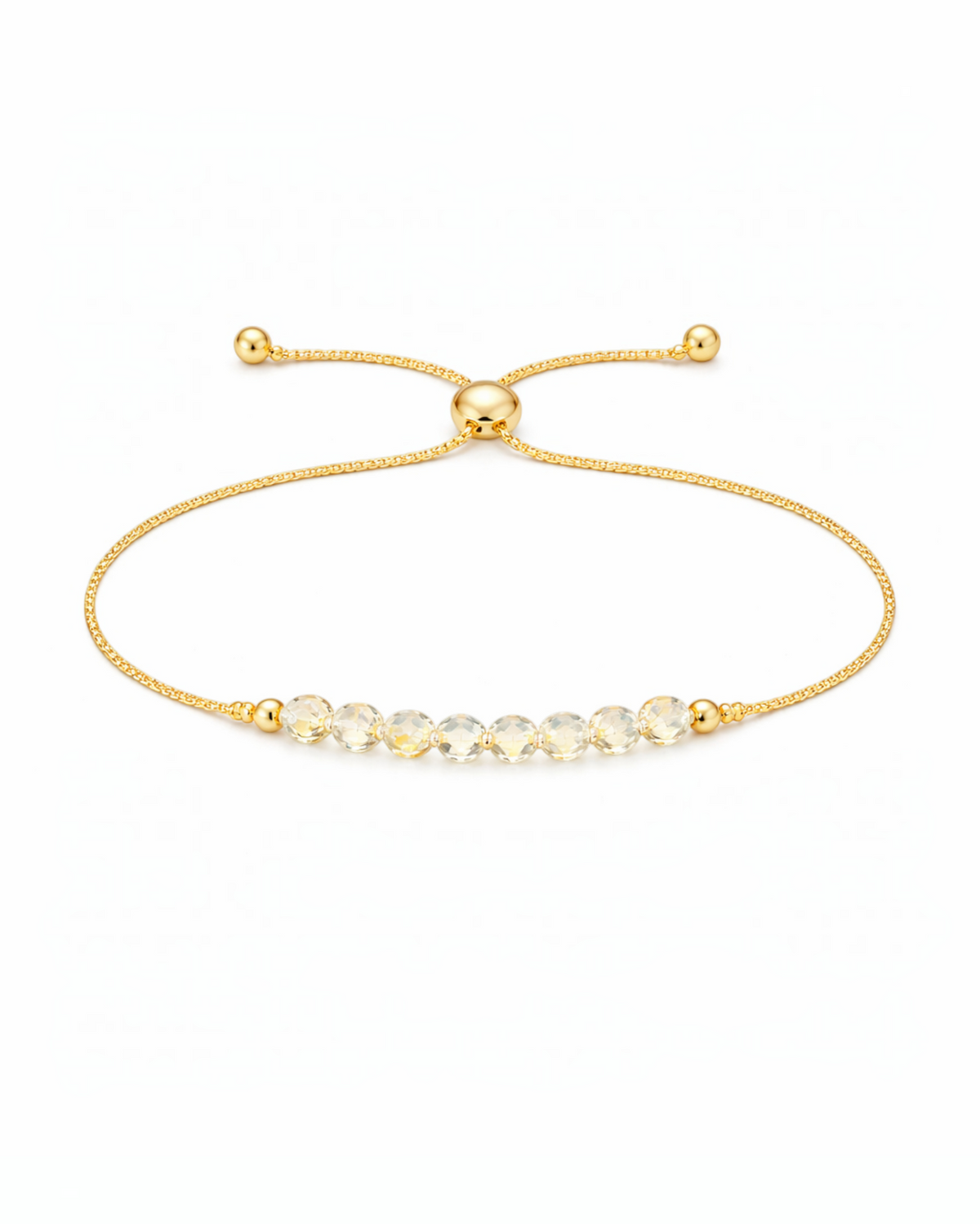 Amelia Jane Handmade Creations adjustable gold chain bracelet featuring a row of faceted yellow citrine gemstones