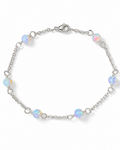 Amelia Jane Handmade Creations 7-inch silver plated stainless steel chain bracelet with iridescent Ethiopian opals.