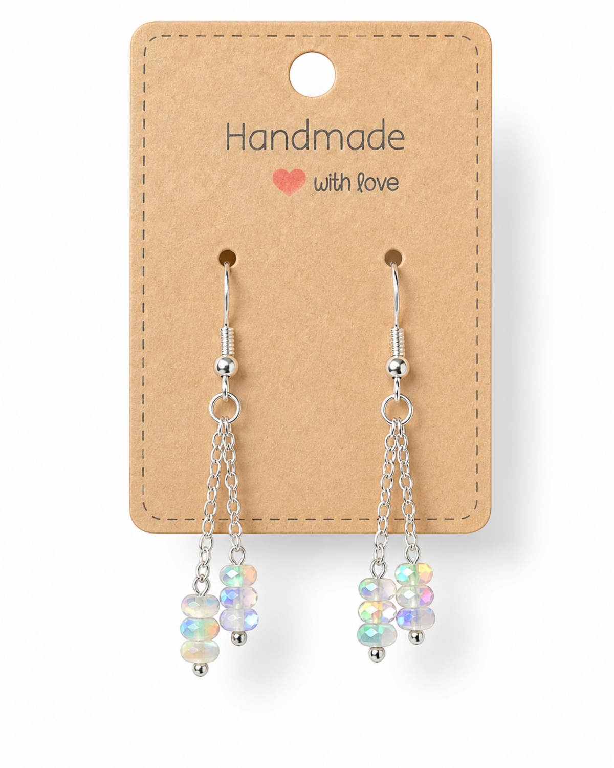 Amelia Jane Handmade Creations Ethiopian opal dangle earrings with faceted beads and S925 sterling silver posts