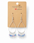 Amelia Jane Handmade Creations Ethiopian opal fringe earrings with S925 silver teardrop frames on a display card