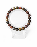 Amelia Jane Handmade Creations 7-inch faceted Picasso Jasper beaded bracelet with earthy multi-coloured stone beads.