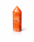 Amelia Jane Handmade Creations 3-inch polished Fire Quartz tower with vibrant red-orange hematoid crystal inclusions.