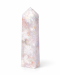 Amelia Jane Handmade Creations 4.5-inch polished flower agate tower with blush, cream, and peach floral inclusions.