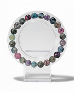 Amelia Jane Handmade Creations 7-inch Galaxy Dragon’s Vein Agate beaded bracelet with multi-colored crackle stones.