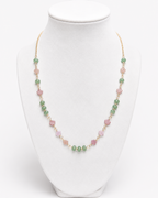 Amelia Jane Handmade Creations Garden Party necklace with green aventurine and pink rhodonite on a 14k gold filled chain
