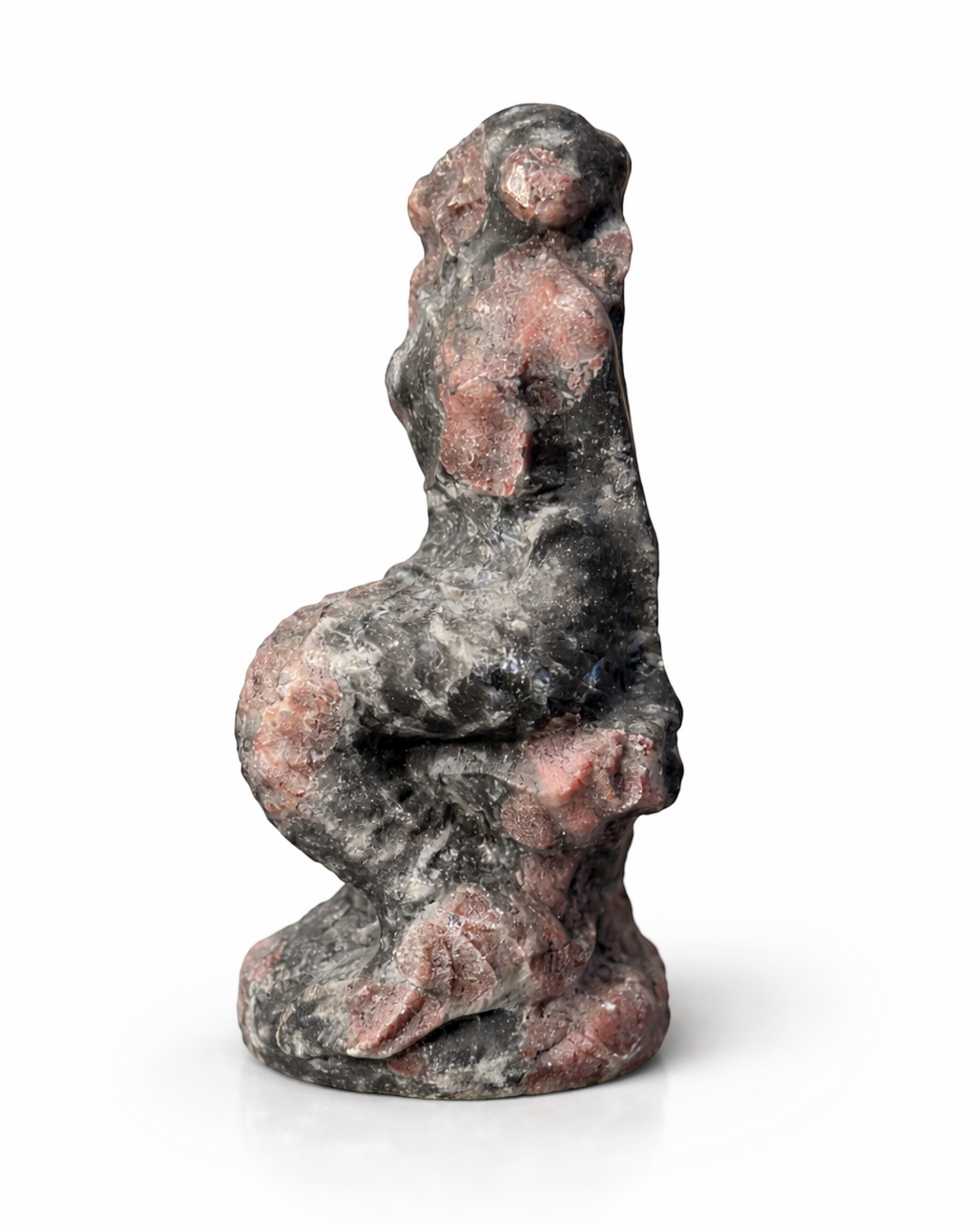 Amelia Jane Handmade Creations 4-inch hand-carved garnet mermaid figurine in deep red and black natural stone