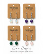 Amelia Jane Handmade Creations 15mm silver-filled huggie hoop earrings with assorted genuine gemstone beads