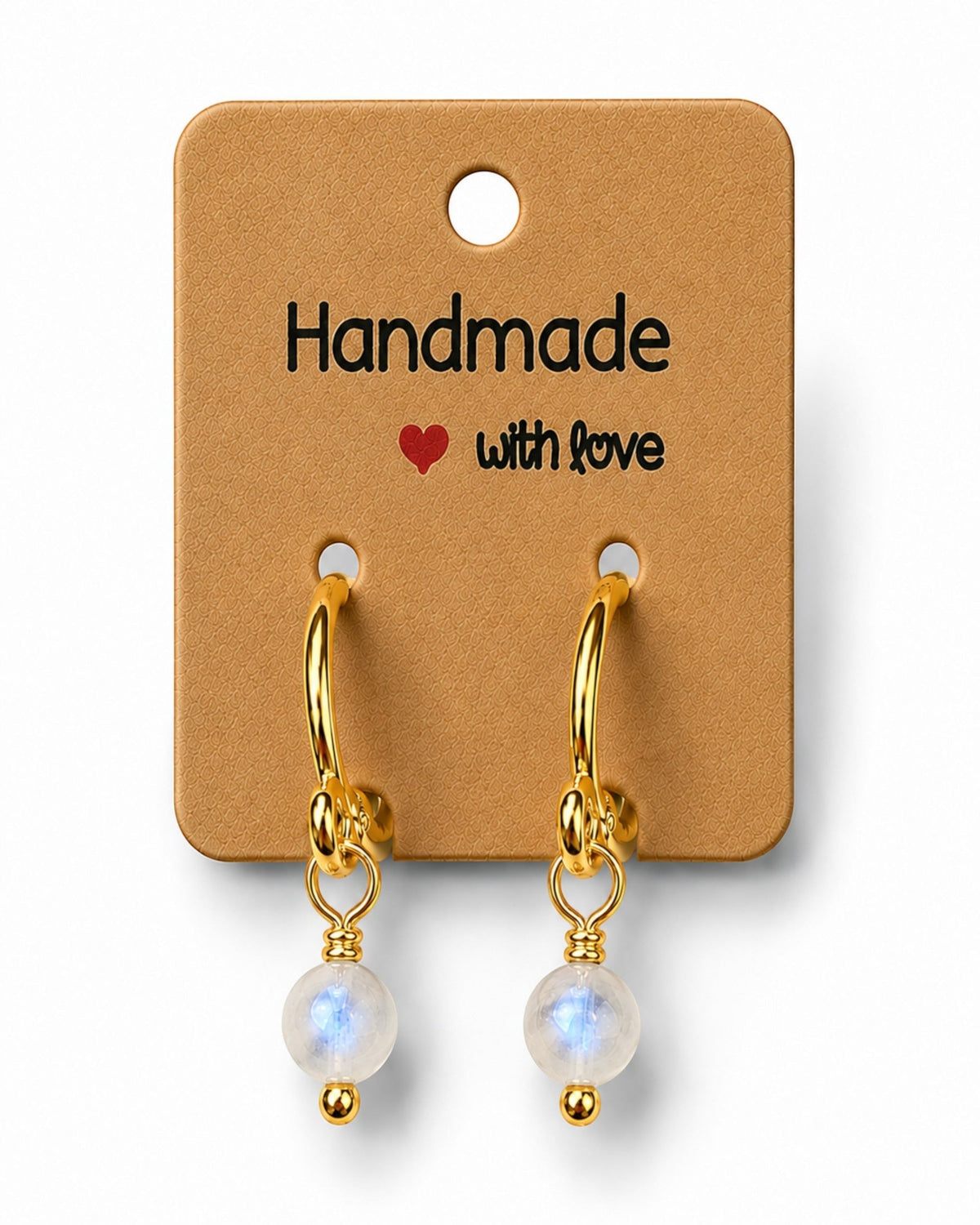 Amelia Jane Handmade Creations 16mm gold-plated S925 sterling silver huggie hoop earrings with genuine gemstones.
