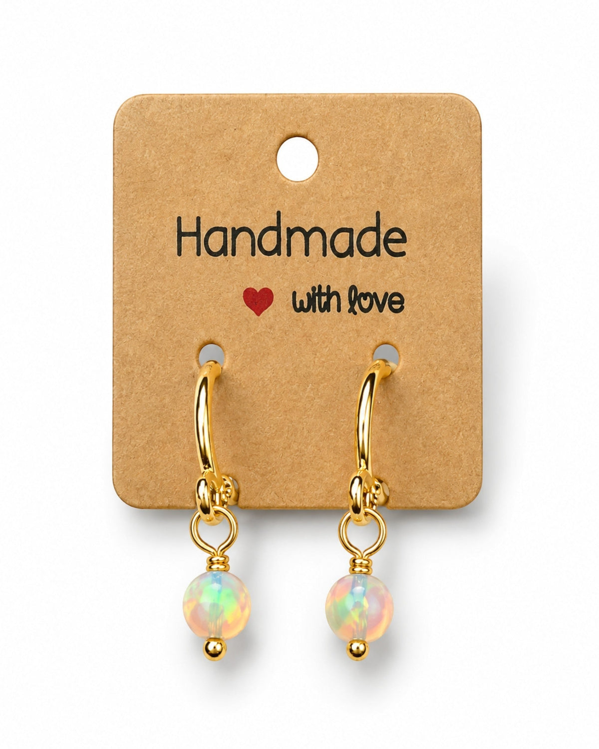 Amelia Jane Handmade Creations 16mm gold-plated S925 sterling silver huggie hoop earrings with iridescent gemstones