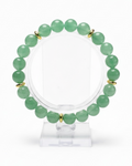 Amelia Jane Handmade Creations 7-inch beaded bracelet featuring smooth green aventurine and gold hematite accents.