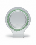 Amelia Jane Handmade Creations 7-inch green aventurine beaded gemstone bracelet on a clear display stand