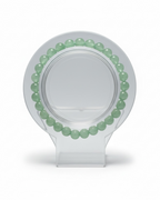 Amelia Jane Handmade Creations 7-inch green aventurine beaded gemstone bracelet on a clear display stand