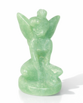 Amelia Jane Handmade Creations hand-carved green aventurine Tinker Bell figurine with a smooth polished finish.