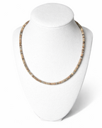 Amelia Jane Handmade Creations necklace featuring frosted picture jasper beads and silver hematite accents.