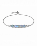 Amelia Jane Handmade Creations labradorite lariat bracelet with five round gemstone beads on an adjustable silver chain