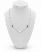 Amelia Jane Handmade Creations 17-inch necklace featuring labradorite and moonstone beads on a silver plated chain.