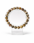 Amelia Jane Handmade Creations 7-inch leopard skin jasper beaded bracelet with natural brown and tan stone patterns