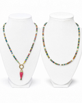 Amelia Jane Handmade Creations 19-inch necklace with multicolored jade, hematite, freshwater pearls, and fish charm.