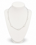 Amelia Jane Handmade Creations 18-inch moonstone necklace with wire-wrapped translucent stones on a silver chain.