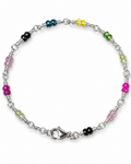 Amelia Jane Handmade Creations 7-inch bracelet with multicolor faceted zircon beads on a delicate silver chain.