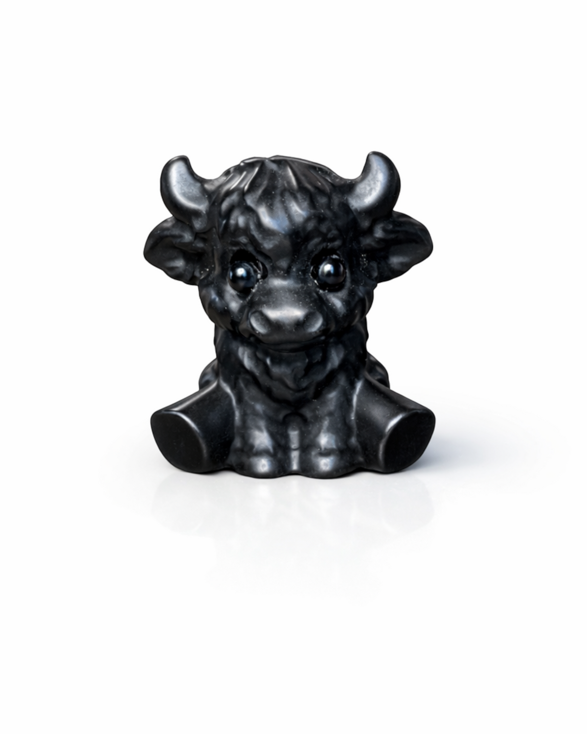 Amelia Jane Handmade Creations 2-inch black obsidian Highland cow crystal carving with polished finish