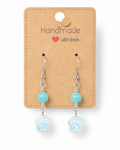 Amelia Jane Handmade Creations paw print earrings with mother of pearl, amazonite beads, and S925 silver posts.