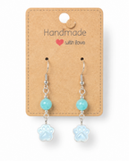 Amelia Jane Handmade Creations paw print earrings with mother of pearl, amazonite beads, and S925 silver posts.