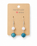 Amelia Jane Handmade Creations freshwater pearl and blue apatite dangle earrings with S925 sterling silver posts