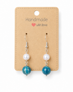 Amelia Jane Handmade Creations freshwater pearl and blue apatite dangle earrings with S925 sterling silver posts
