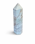 Amelia Jane Handmade Creations 4-inch polished picture jasper crystal tower with earthy brown landscape patterns