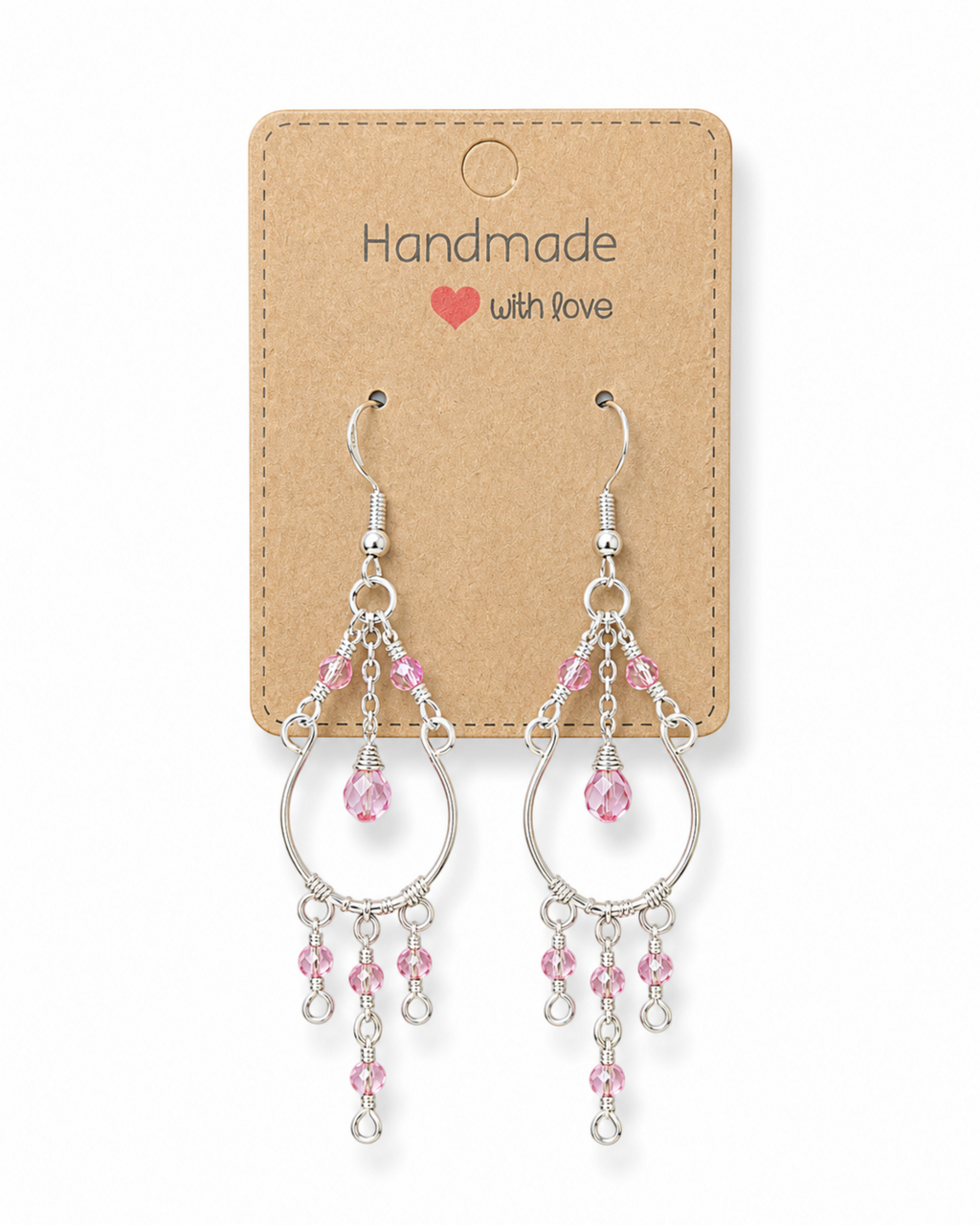 Amelia Jane Handmade Creations pink tourmaline and topaz chandelier earrings with sterling silver s925 posts