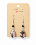 Amelia Jane Handmade Creations rhodonite teardrop earrings with black beads and S925 sterling silver posts