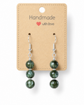 Amelia Jane Handmade Creations seraphinite dangle earrings with three green gemstone beads and S925 silver posts