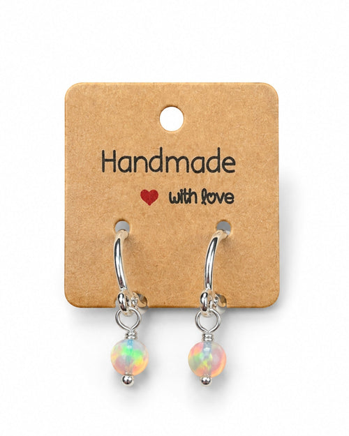 Amelia Jane Handmade Creations 16mm sterling silver huggie hoop earrings with iridescent gemstone drops