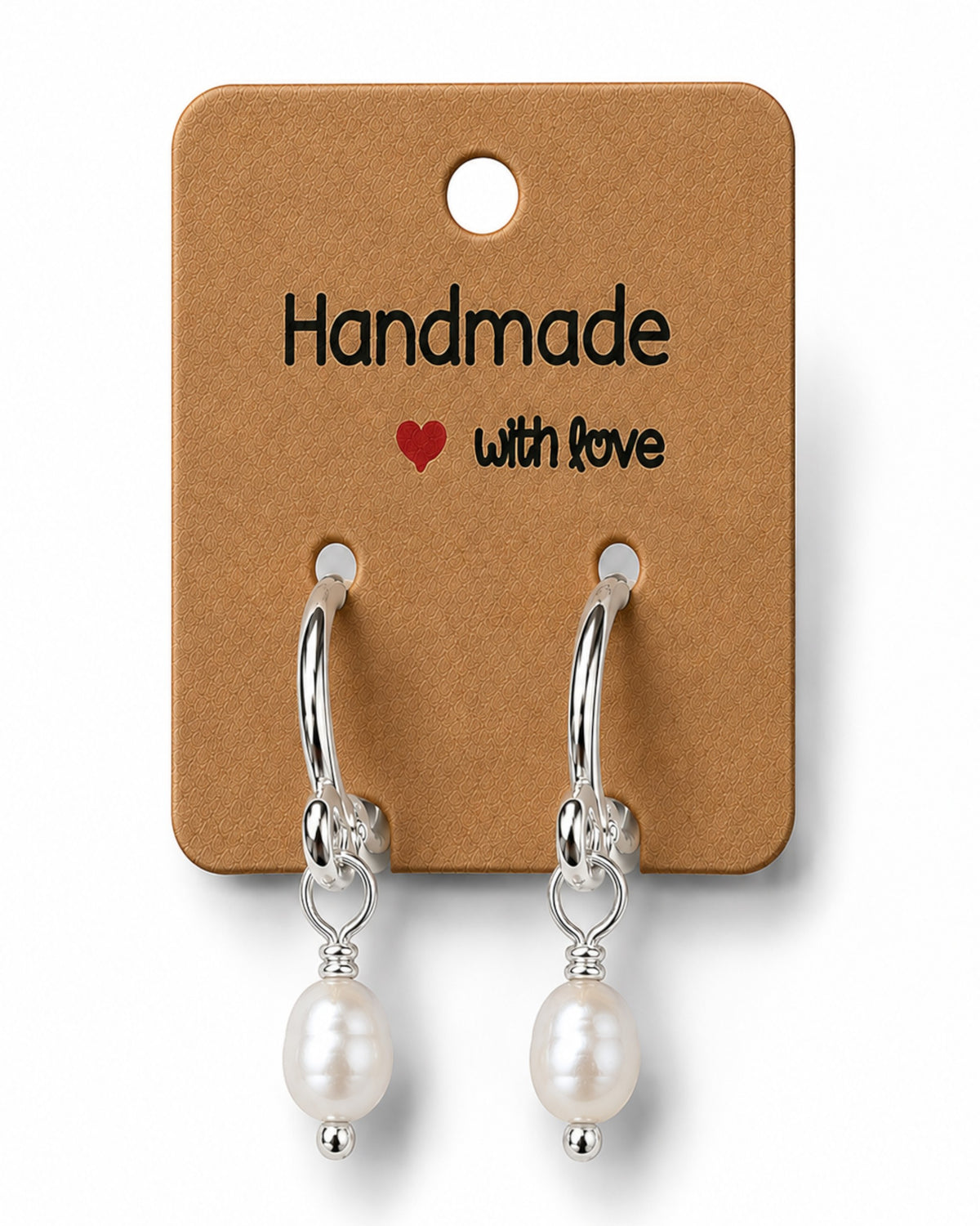 Amelia Jane Handmade Creations 15mm silver-filled huggie hoop earrings with dangling white freshwater pearls