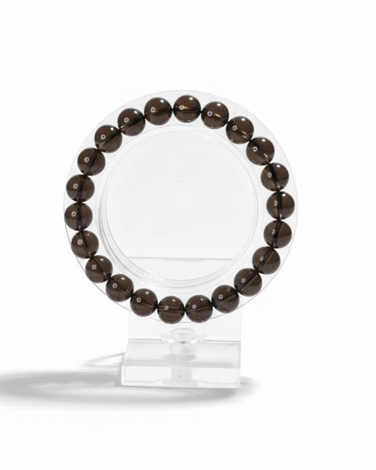 Amelia Jane Handmade Creations 7-inch smoky quartz beaded bracelet with polished translucent brown gemstone beads