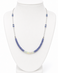 Amelia Jane Handmade Creations 18-inch necklace with tanzanite beads, Ethiopian opals, and silver-plated chain.