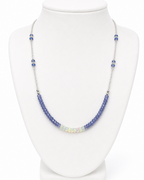 Amelia Jane Handmade Creations 18-inch necklace with tanzanite beads, Ethiopian opals, and silver-plated chain.