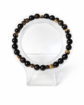 Amelia Jane Handmade Creations 7-inch beaded bracelet featuring alternating polished Tiger’s Eye and black onyx stones.
