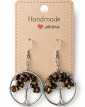 Amelia Jane Handmade Creations wire-wrapped Tree of Life earrings featuring natural brown Tiger's Eye gemstone chips.