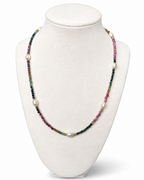 Amelia Jane Handmade Creations Blushing Vine 20-inch necklace with watermelon tourmaline beads and freshwater pearls.