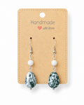 Amelia Jane Handmade Creations tree agate teardrop earrings with white lava beads and S925 sterling silver posts