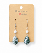 Amelia Jane Handmade Creations tree agate teardrop earrings with white lava beads and S925 sterling silver posts