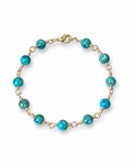 Amelia Jane Handmade Creations 7-inch station bracelet featuring turquoise beads on a gold-tone chain