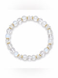Handmade Moonstone, Herkimer Diamond, and Clear Quartz Stretch Bracelet