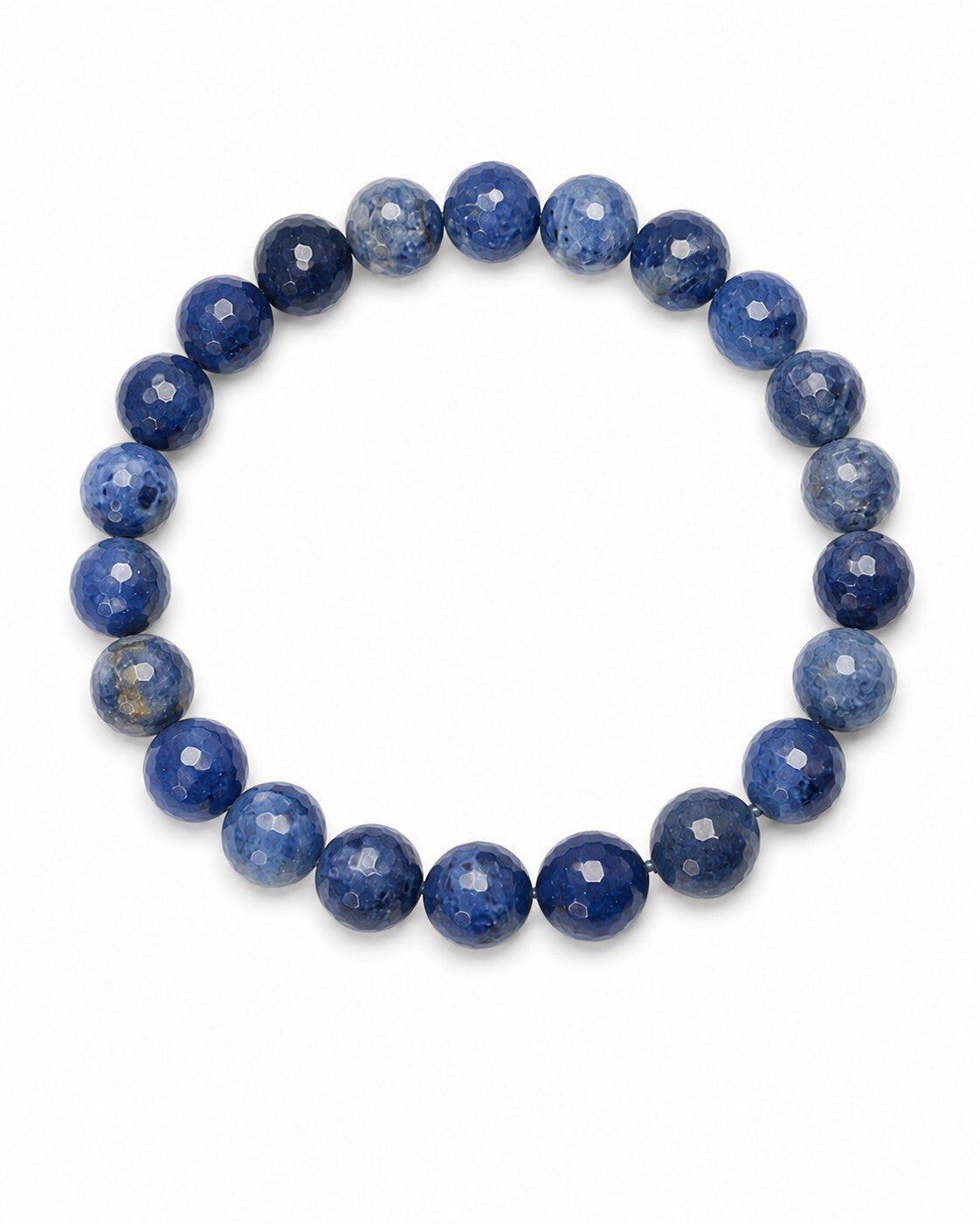 Faceted Blue Sapphire Stretch Bracelet