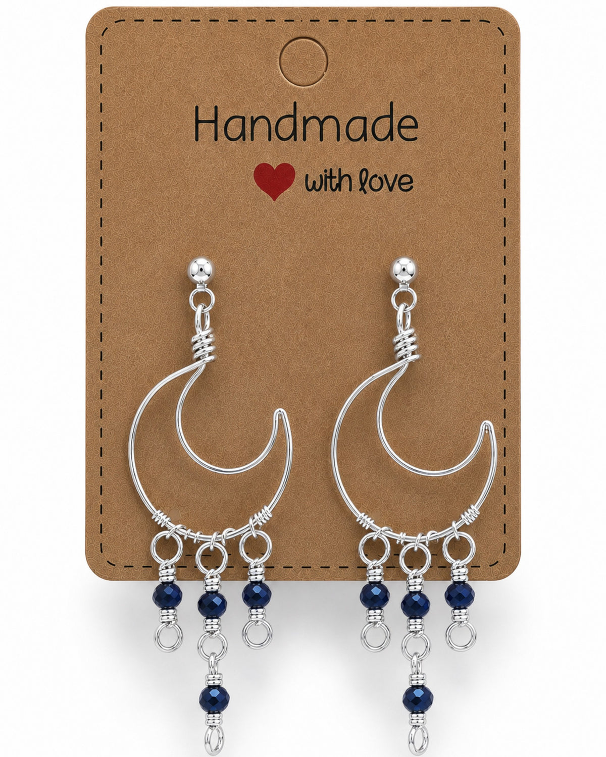 Wire Wrapped Moon Earrings