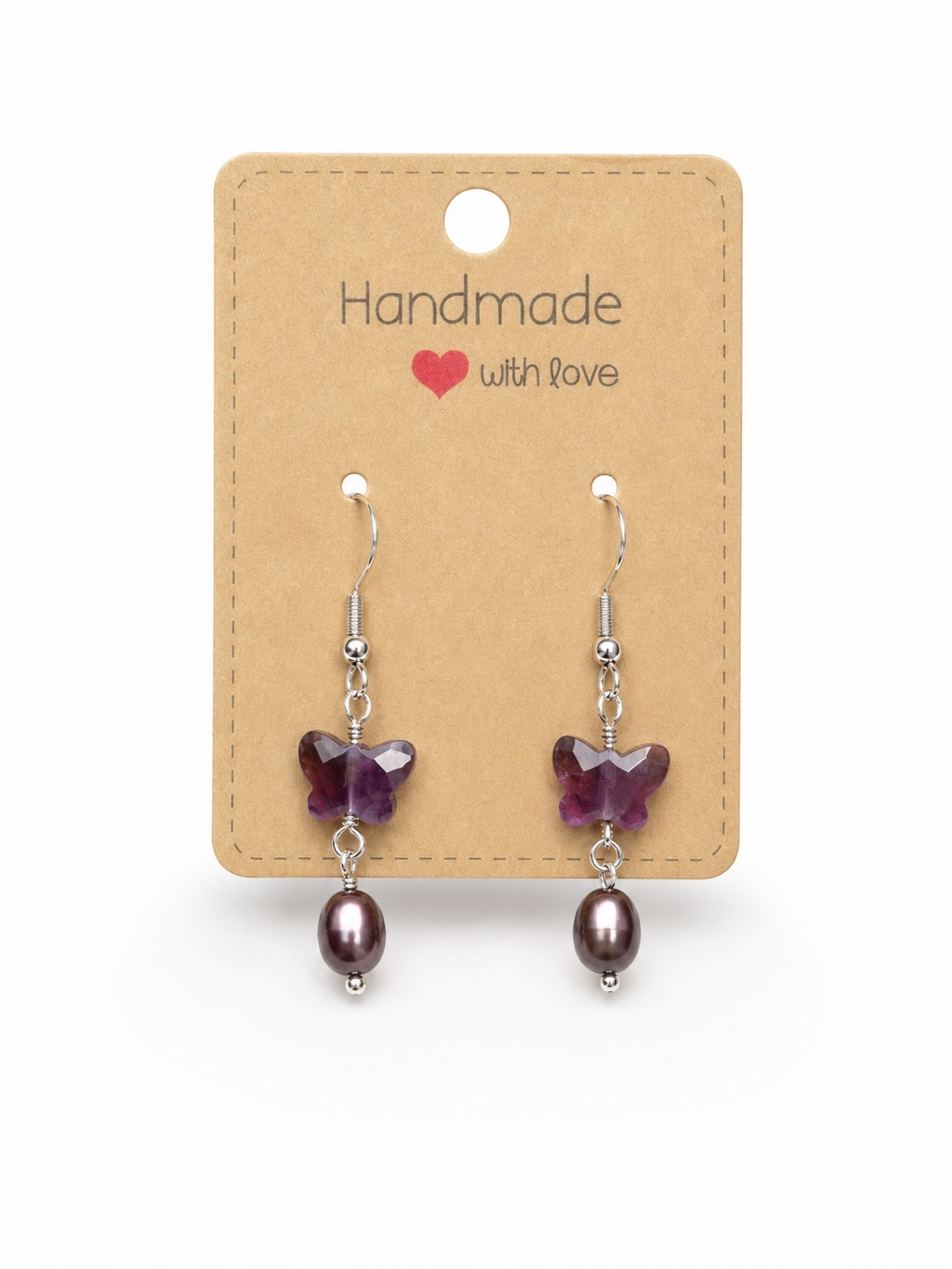 Faceted Amethyst Butterfly Earrings