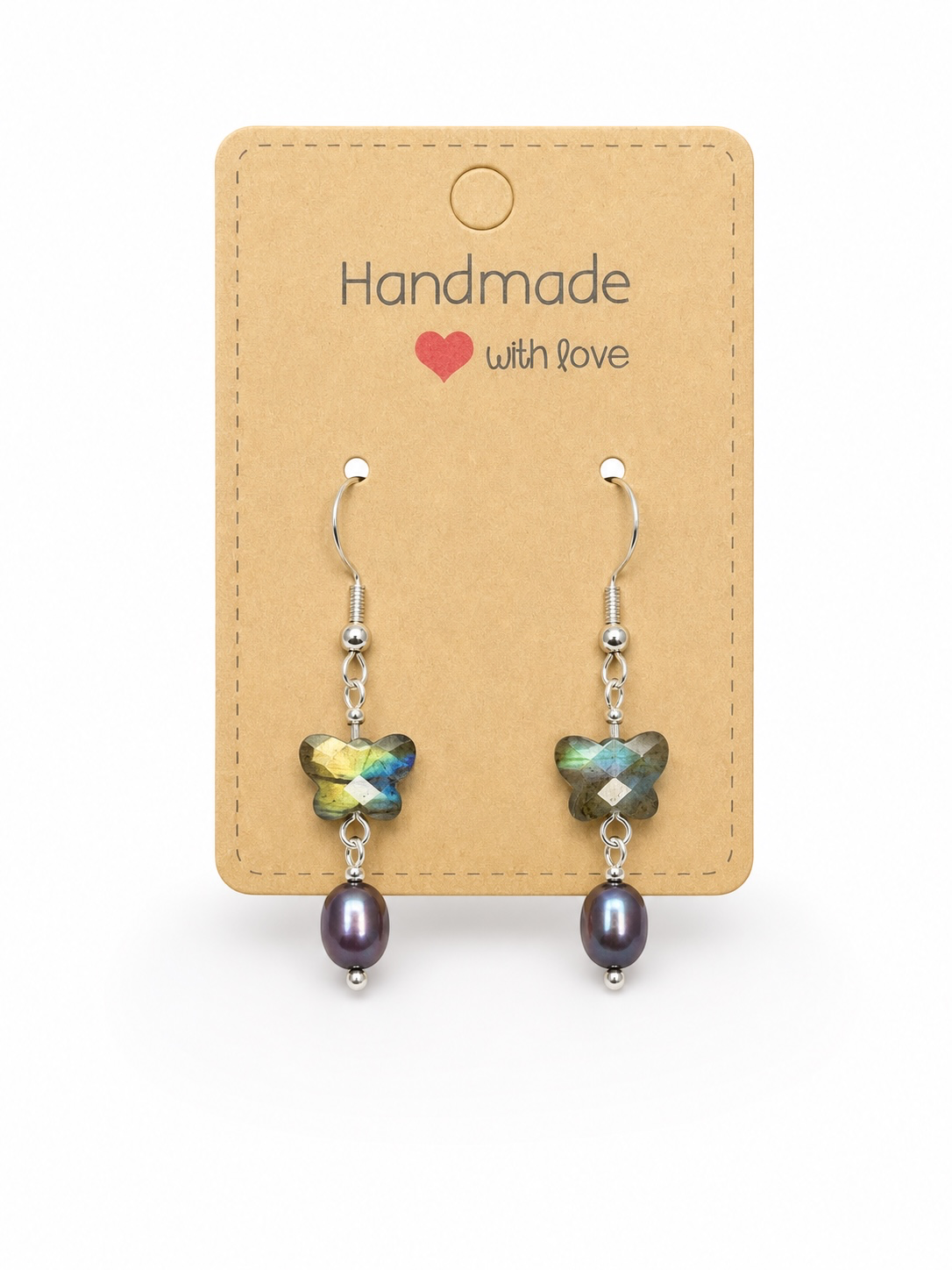 Faceted Labradorite Butterfly Earrings