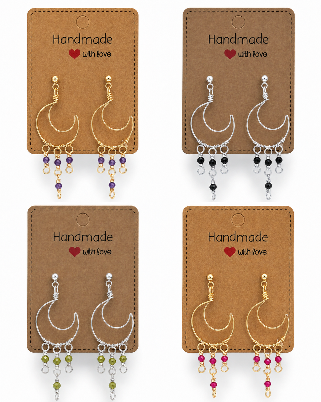 Wire Wrapped Moon Earrings